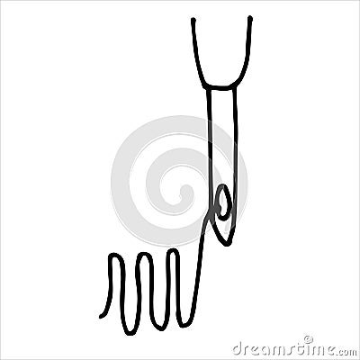 Simple line drawing. punch needle. carpet embroidery tool. hobby, handicraft, handicraft Cartoon Illustration